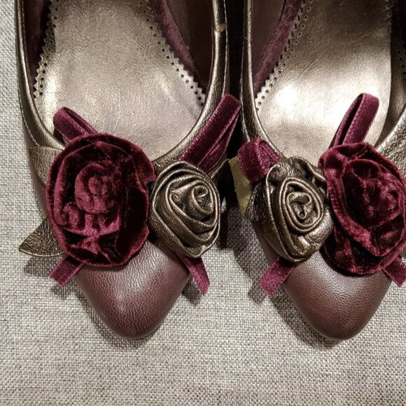 J. Vincent Purple and Pewter Leather Heels Shoes Size 6M Heels 3" - Picture 4 of 7